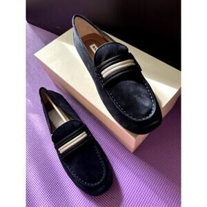 $620 Bally Loafers Men Size US 10.5 NEW Kansan Midnight Blue Suede